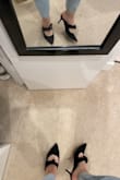 I own a couple pairs of Rothy's Mary-Jane style pointed toe flats and these are basically the leather heeled equivalent. Love them! I don't wear heels often so I'm adjusting to balancing on kitten heels, but they've been comfortable when I've been test walking around the apartment. - Jessica B.