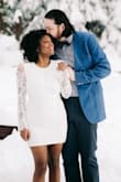 This dress was a stunner! I eloped in it and felt so beautiful!! So many compliments from family and friends once they saw photos. I did have to order a large after ordering a medium, this dress has zero stretch which is weird so factor that into your size decision. - Ayshia S.