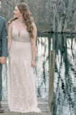 The bust line was a bit tight and flat to be a wedding dress (my opinion), but I had it altered to a deep V and added a jeweled belt and it was AMAZINGLY beautiful - Francesca S.