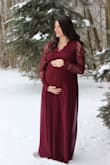I bought this dress for my winter maternity photos. I'm normally a size small or medium but ordered a large for my growing tummy. I had to get some length taken off at the bottom and the waist let out a little but the rest of the dress (bust, arms) fit nice. Turned out beautiful! - Ashley K.
