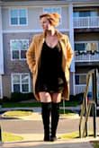 Got a lot of compliments and it looks more expensive than it it. The length is great for shorter people. Medium warm weight. The buttons are hard to get through the holes, but still work. This has shoulder pads. - Katie B.