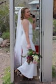 I loved this dress! Wore it as my elopement wedding dress in the spring in Vegas. Since I'm so short, I had to have like 6"+ cut off the hem and altered. My seamstress also let out a very small section around where the top is attached to the skirt - she let out the seam along the zipper here, which just made the dress easier for me to zip up. It was just about half an inch too tight for me. Otherwise, this dress was perfect! The material is super forgiving and smoothing! Scuba-esqu. Comfortable all day! I suggest a pair of stick on pedals for the "girls" as well. I am basically built like a Mini-fridge, but this dress gave me a figure and made me feel so confident and sexy on my wedding day! - Tayler V.