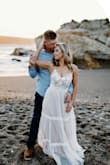 Wore this dress for engagement photos and got so many compliments! I am about 5'2 and the dress was long on me. I left it long for the pictures but would need to be hemmed for another event. Has adjustable straps so if you are larger or smaller in the bust it helps to fit to your size.  Definitely recommend! - Christine S.
