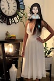 Was looking for a simple wedding dress for an intimate ceremony and this was one of the top contenders. Although I did not choose this as my ultimate wedding dress, i loved it so much that I bought it and did a whole home-photo session with it. Beautiful color, fit and material. It just flows on the body. - Pratima P.