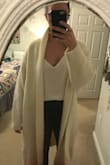 OK, I know better - buying things at "Final Sale" is a risk, but this looked so cozy, and it was exactly the color of a winter ivory staple piece I'd been looking for to add to my collection. Sadly, this cardigan is better suited as a house robe than anything you would consider throwing on with pair of heels - I ordered a small and I'm still swimming - but the most disappointing thing is the color. Next to my other ivory pieces, it looks almost yellow. It is relatively comfortable - so it's not all bad - it's just not all good. - Lindsay S.
