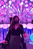 This skirt has just enough sheen, not overly flashy or shiny, perfect balance! You can pair this with a solid too to tone it down or go with a flashy top for a super fun outfit! - Thuy B.