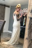 I absolutely love it and can't wait to walk down the aisle in it. I ordered a Medium and am very glad I did because I can alter the waist a little bit in, but really don't HAVE to. I wouldn't have fit into the small. - Stephanie D.