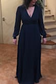 I purchased this dress for my mom to wear at my wedding. I thought it looked great on her and the material isn't too heavy. She wanted long sleeves and this dress gives her that without being too hot since the sleeves are more sheer. She's not a huge fan of the wrap style but it stays on well without coming undone or showing too much of anything. It's a great dress for the price! - Darice R.