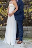 We planned our wedding in a week, and I had to quickly decide on a dress. This one did not disappoint. It fit perfectly and I did not need to make any changes. There are adjustable straps if you do need to adjust the top. The waist fits amazing as well and does not feel too tight. There is a slight stretch to it that allows it some give. Loved this dress for our wedding. It made the night that much more special! - Nicole B.