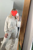 I've been on the hunt for a good matching set and I love this one. The hoodie is really cute and soft, will go well with leggings, too. Light enough that I could wear it up to, like, 50 degrees and warm enough to wear when it's cold, too. The colors are duller than the photos, but you kind of expect that with tie-dye. Not the most flattering top if you're wider or have a fuller bust, but I don't really care because I wanted it for comfort. - Samantha H.