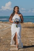 This is the dress that I selected to renew my vows with my husband and it looks and felt perfect. Hugged my curves in all the right places and perfect for a simple beach wedding. - Nohelani H.