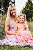 I wore this dress when I was 7 months pregnant for "mommy and me" pics with my 5 year old. The dress is stunning, but comes down really low in the front and is very open underneath the armpits. I had to have the dress taken up at the shoulders (it's made long) and sewn up at the bust. The pictures turned out beautifully, just wanted to include my experience with this dress. - Lindsey C.