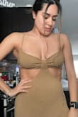 I was nervous this wouldn't fit right but I was wrong fits perfect looks great on. The material is on the thick side for a beach dress. Can't wait to wear it!! - Crystal R.