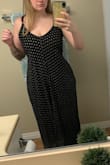I will start with the quality is good and material is very comfortable. I typically wear a small or medium. I ordered the S/M and it fits HUGE. I bought a cinch to try to make it look less like I'm a sack of potatoes, would only recommend buying this if you are tall because it is not flattering on someone that's short. I'm 130lbs and 5'3, bust 34B, waist 29in, & hips 40in. Size 8 in jeans and Small/Medium in tops.
I added photos below. - Katie F.