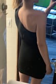 Loooovvvveeee this dress. So cute, comfortable, and flattering. The material is thick (two layers) which makes it flattering. Everything fits just right. It is SNUG but I think that's how it is supposed to be. Definitely do not need a bra but that's coming from the itty bitty committee. Was also very impressed that the dress was long enough for me at 5'9. Absolutely love. - Jayden J.