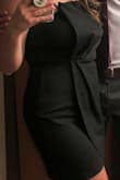 Fits like a glove! It's also so low maintenance; I didn't have to even think about adjusting this all night. I enjoyed myself and everything stayed in place! No adjusting the bust, no pulling down the skirt, no neckline or strap issues. Thick enough to be forgiving, but breathable enough to not make you sweat! Adjustable straps & super flattering on legs! The two wraps in front are not connected, though, so it caught a little wind and showed some of my spanx, but nothing too revealing! I have a fairly large chest, and I didn't need a bra, and it felt really secure and nice. It also looks like really nice material, not cheap at all. Got tons of compliments & will wear it to so many things! - Kate W.