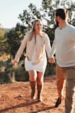 I am so in love with this dress! I wore this for my engagement session in Sedona, AZ. When I ordered it the medium wasn't in stock so I had to go large which the dress does run big so there was a bit of extra fabric but I paired it with this adorable pink leather jacket (not Lulus sadly...but they have an adorable suede one sometimes that would be perf!). I am so obsessed with how this look turned out. The weight of the dress and fabric feel very high end! 10/10 would recommend. - Rachel P.