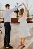 Very cute and comfy. I wore it for my engagement photos and I knew I wanted some dancing shots and this dress made them so cute! - Katie M.