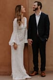 I wore this dress to elope in Santa Fe and White Sands! The medium had just enough space for me to move without being too tight. I could have gone with a small but I didn't want form fitting. I didn't want the slit so I sewed that up! - Sarah H.