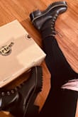 I've never owned a pair of Docs before and I ordered the black and brown pairs because I wanted some comfy boots to wear with dresses during the summer that also could be broken in for winter. Love the chunky heel and height. They were immediately comfortable, although I'm sure I'll have to break them in more. I'm normally a 9-9.5. Ordered a 9 and I probably COULD have ordered an 8, but I would rather wear some thicker socks. They're extremely comfortable! - Melanie K.