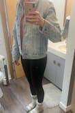 I love, love, love the color of this jacket and the length of the arms (being a taller girl). I am a true to size medium, which is the size I ordered and I truly think I would have been happier in a size small. I know this is supposed to be oversized, however I feel that it would have been still oversized but better in a size small. I have been going back and forth if I am just going to keep it or go through the hassle of exchanging it. ehh! (I am not returning it though!):) - Tonya S.