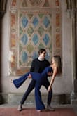 I wore this for my engagement shoot and it photographed so well! It's very flattering on, hugs you in all the right places, and is a beautiful deep shade of navy. The material is light weight, on the thinner side. Can be styled for any occasion. I'm looking forward to wearing it again! - Shawna E.