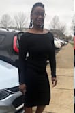 I'm currently losing weight and body building. I purchased a small weeks before my event and it was a bit snug. So I ordered a medium and it was perfect. By the time my event came around the medium was too big and I went with the small! The dress stays in place it's a heavier fabric. I got so many compliments and jaw dropping stares! If you're a daring girl and want to stop any show GET THE DOGGONE DRESS - LaMeshia M.