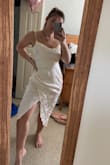 This is the perfect dress for my engagement photoshoot, I couldn't be happier. The material is so nice and looks very flattering. However I chose to get the neckline altered as it comes up too high and sits weird originally. But worth the extra money to alter. But I love it so much now that its altered! :) - Rachel J.