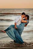 This dress is beautiful! I wore it for engagement pictures and go so many compliments. The color is more true in the second picture! So comfortable and flowy! - Karissa P.