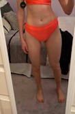 I was really excited about these, but when they came the fit was so awkward. It wasn't really high waisted as pictured, you had to pull them up to get the high waist look, but then it looked like a diaper. It would bunch between the cheeks and isn't super stretchy, however the quality of material was great. - Tara R.