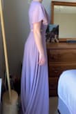 The sleeves were a little too floofy for me but the color is beautiful. I bought this to wear as a wedding guest but it feels too much like a bridesmaid dress so it would be great for that! Even in 4 inch heels it was long and would need to be hemmed. I'm usually between size S and XS and the XS was perfect. - Michelle M.