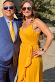 Dress length was perfect and the fabric is nice and cool for a warmer outdoor wedding. I received so many compliments on the yellow color too! Fabric is also not too thin or see through. I probably could have fit a small because I had to pin the chest area. - Tina R.