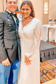 I really loved this dress and got so many compliments. I do not think I would have fit in a small, but it was a little long. Also I am big busted and it was a little loose. I didn't have to wear a bra though which was a big bonus. Wore to a Military ball and it was perfect for the occasion. I will ultimately wear for a bridal event especially if I get it altered! - Addie S.
