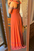 I bought this for my friend's wedding as a bridesmaids dress. I hesitate ordering online anymore because I'm kind of in between sizes (S/M). But the wrap feature makes this the perfect dress for someone like me. I ordered a S and I'm glad I did, it fits perfectly, with the exception of the length (I'm wearing 2" heels in these pictures), but that's a given for me because I'm short. Also, will probably need to pin the top to keep the ladies in...and/or wear a bra. Highly recommend! - Brittany A.