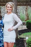 I wore this dress for my bridal shower and I got so many compliments. It's adorable & has a classy, fun, sassy feel with the open back and lace long sleeves! I am usually in between a small and a medium at Lulus and I had to go with a medium for this one due to the length. - Stacie N.