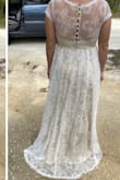 Dress was beautiful but was loose in the waits and the bust wasn't tight but it wasn't loose either. I just didn't like how short and stalky the dress made me look and my boobs would fall out anytime I'd bend over but the dress was perfect. - Sarah R.