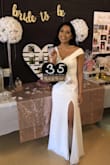 Wore this dress for my bridal shower and got many compliments! It fit a a little big around the waist for my liking but it fit perfect from the upper part of the dress. For reference I'm 130 lbs and chest 32C. The dress is stretchy and very comfortable loved it! - Marisol D.