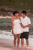 So cute and simple! I wore this dress for a beach photo shoot with my husband and it was very flattering. I am kind of tall and it really wasn't too short. The length was perfect. - Kalae L.