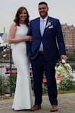 After postponing our wedding twice due to COVID-19, my now husband and I decided to do a small ceremony in the park. I wanted a simple, but beautiful dress and this one was so it!
The material is thick/good quality, not see through. I wore nude spanks under the dress which were perfect considering how formfitting it is. I'm 5'7" and the length of the dress was good with short heels. - Amber G.
