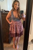 The fit is a little odd but I can definitely look past it because it is so adorable. You have to keep an eye on the deep plunge when you are sitting but otherwise it is a great purchase. - Hunter C.