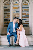 I absolutely love this dress for my engagement shoot. The fabric was a good quality, not sheer at all. This was VERY flattering. The length was perfect with heels. The slit added movement to my photos. Perfect color with my skin tone. - Laura A.