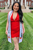 I bought this to wear for graduation pictures and I am so glad I did! It fits exactly how I pictured it would. The material is very high quality. The red was perfect in person! The other reviews do not exaggerate, this dress is amazing. - Morgan M.
