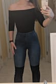 I love this top so much. It was perfect tucked in with my high-waisted jeans. I paired it with over the knee boots, but also tried it on with black sandals and both looked good. I would buy more colors if they had them. - Stephanie C.