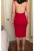I fell in love with this dress. According to the Lulus size guide, I'm M however, the M was really big on the top part so I ordered the size S.  I was looking for a dress for a wedding and the color was too much.  I wish they had this dress in other colors besides red and black. - Maria D.