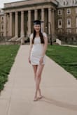 I wore this dress for my college graduation photos. I really like how it looked a little more mature while still having some personality. Its a little short if you're taller, but that's a problem I find is pretty much unavoidable anywhere you shop. The tie straps can help change the length a little bit - Brittany S.