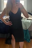 I LOVE this dress. I was skeptical about a midi length since I have a short torso and am relatively short all around (caveat- I have long legs and arms). It was super comfortable, sexy without being trashy, and I swear it made me look thinner (always a win). The price can't be beat and Lulus return policy is great so give it a try - you won't be disappointed! Ps. Don't mind the messy background in the photos, we were packing! - Jamie E.