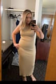 So this dress is super form flattering but is very clingy and slightly see through! It shows every lump and bump so you definitely need shapewear. It was also a little big in the arm out area and showed my bra so I had to get that altered. That said it's a super cute casual dress and I do like it! - Amy H.