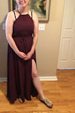 This dress is fantastic! It looks so pretty on! I wrote it to a wedding and it flows so beautifully! It's not too tight it's perfect For running around and dancing and it isn't see through! Love love love this dress! - Shalynn I.