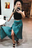 Perfect for a romantic date night or day shopping with the girls! I love the high waistband that makes the fit so nice and the flow of the skirt! Perfect for twirling :) - Susanna R.