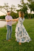 This was the perfect dress for engagement photos. It's comfy and photographed beautifully. The only negative thing is that it's cut pretty low, and can gap a little if you aren't busty. - Jill B.